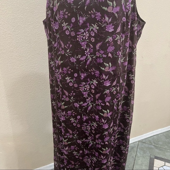 Charter Club 100% Silk Maxi Dress Fairy Purple Floral Womens Sz 18W Boho Cottage - Picture 2 of 8